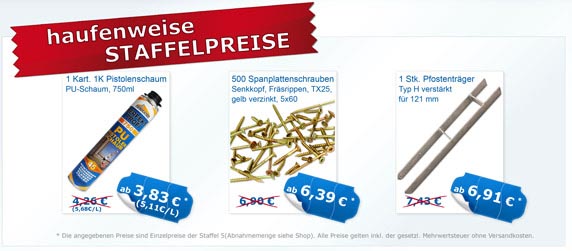 Neuigkeiten: Attraktive Staffelpreise beim BefestigungsFuchs 3 haufenweise STAFFELPREISE