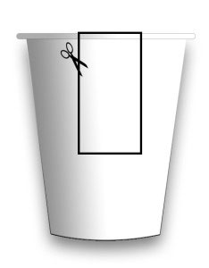Becher mit Schneidskizze