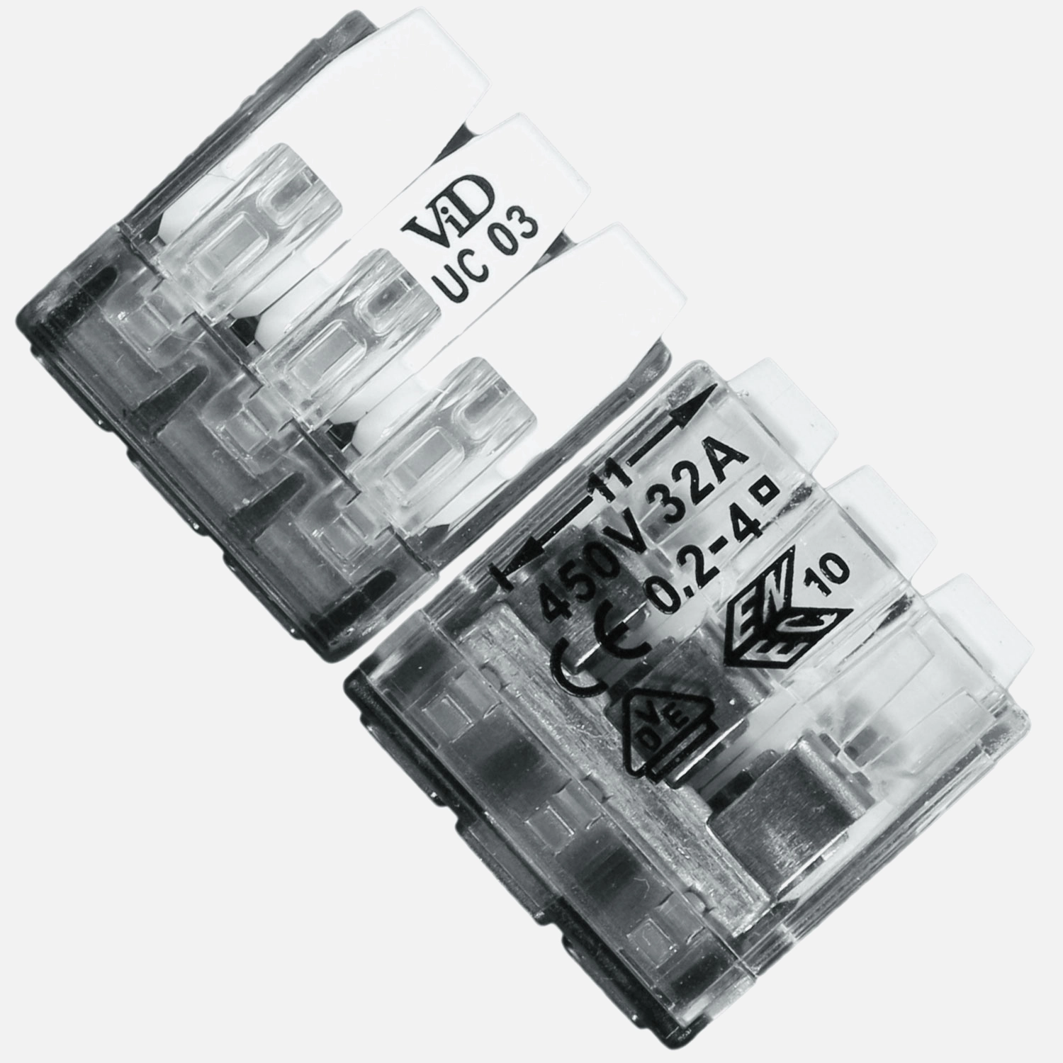 50 VDE Hebelklemmen, Verbindungsklemmen 0,2-4 mm Querschnitt,3-fach