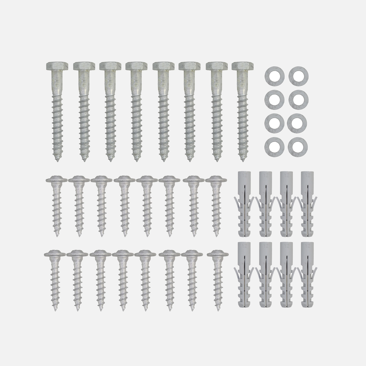 1 Befestigungsset für 2 Aufschraubhülsen - verzinkt - alle Größen