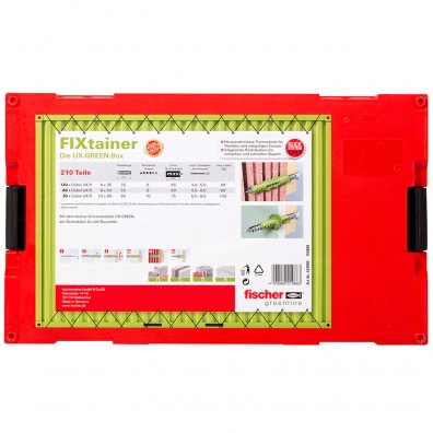 210 tlg. FISCHER FIXtainer green UX Universaldübel-Sortiment 6x35/8x50/10x60 mm