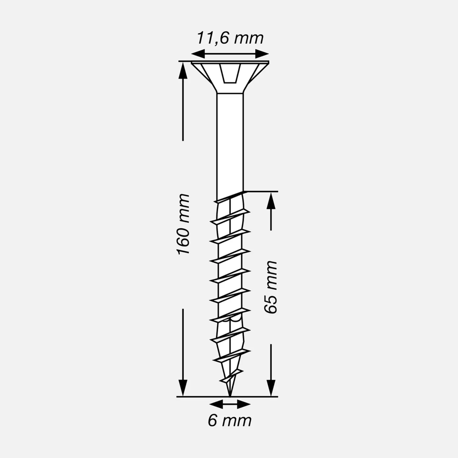 100 SPAX Universalschrauben 6x160mm, verzinkt, T-Star, Senkkopf, Teilgewinde