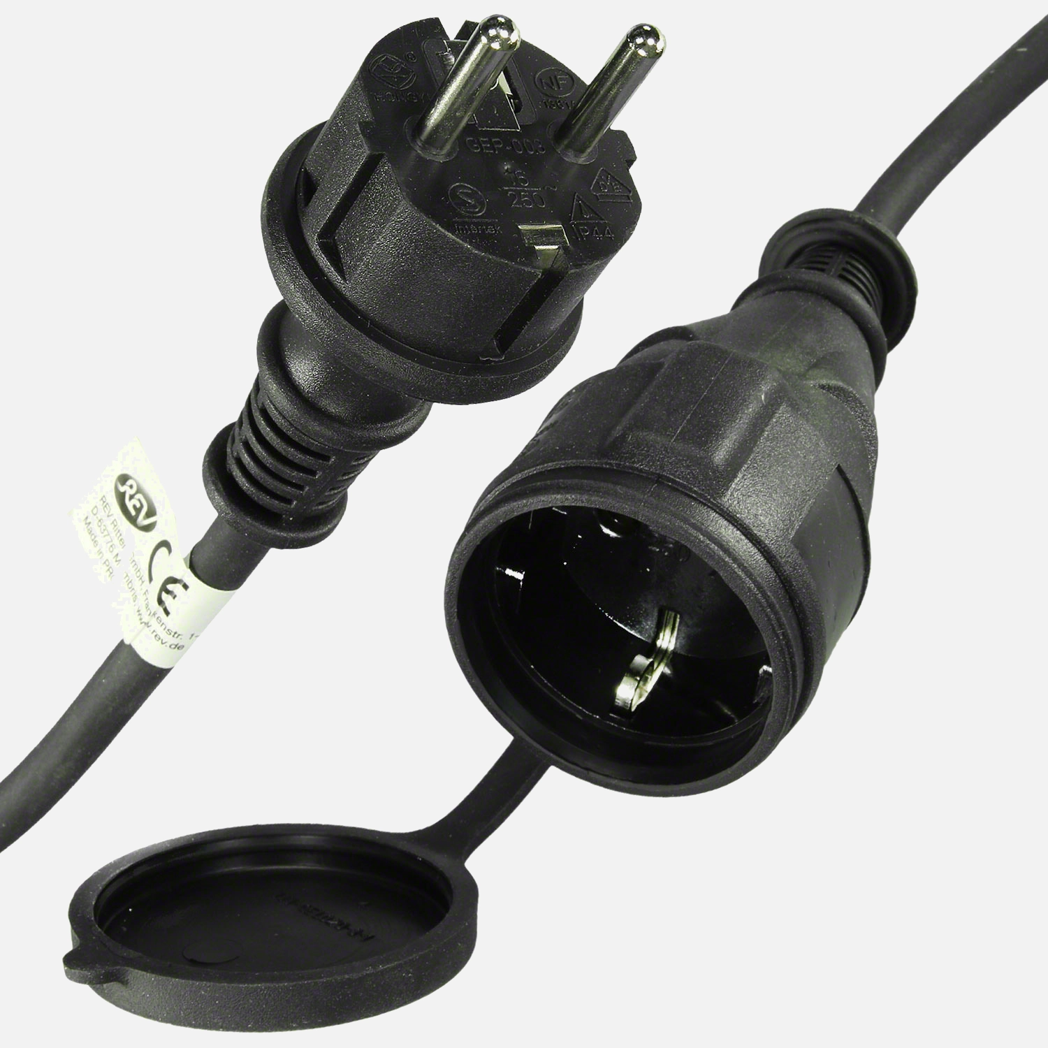 1 Verlängerungskabel, Gummikabel Schuko, IP44, 25 m, schwarz,H05RR-F 3G1,5 