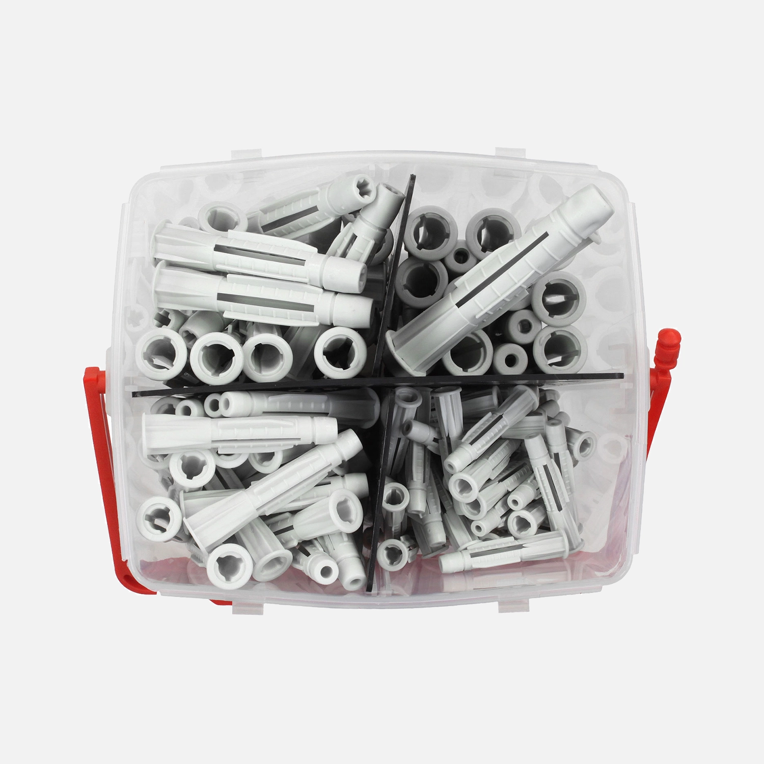 195 tlg Sortiment Universaldübel mit Kragen 6x36 bis 12x72 im Eimer 1,4 Liter