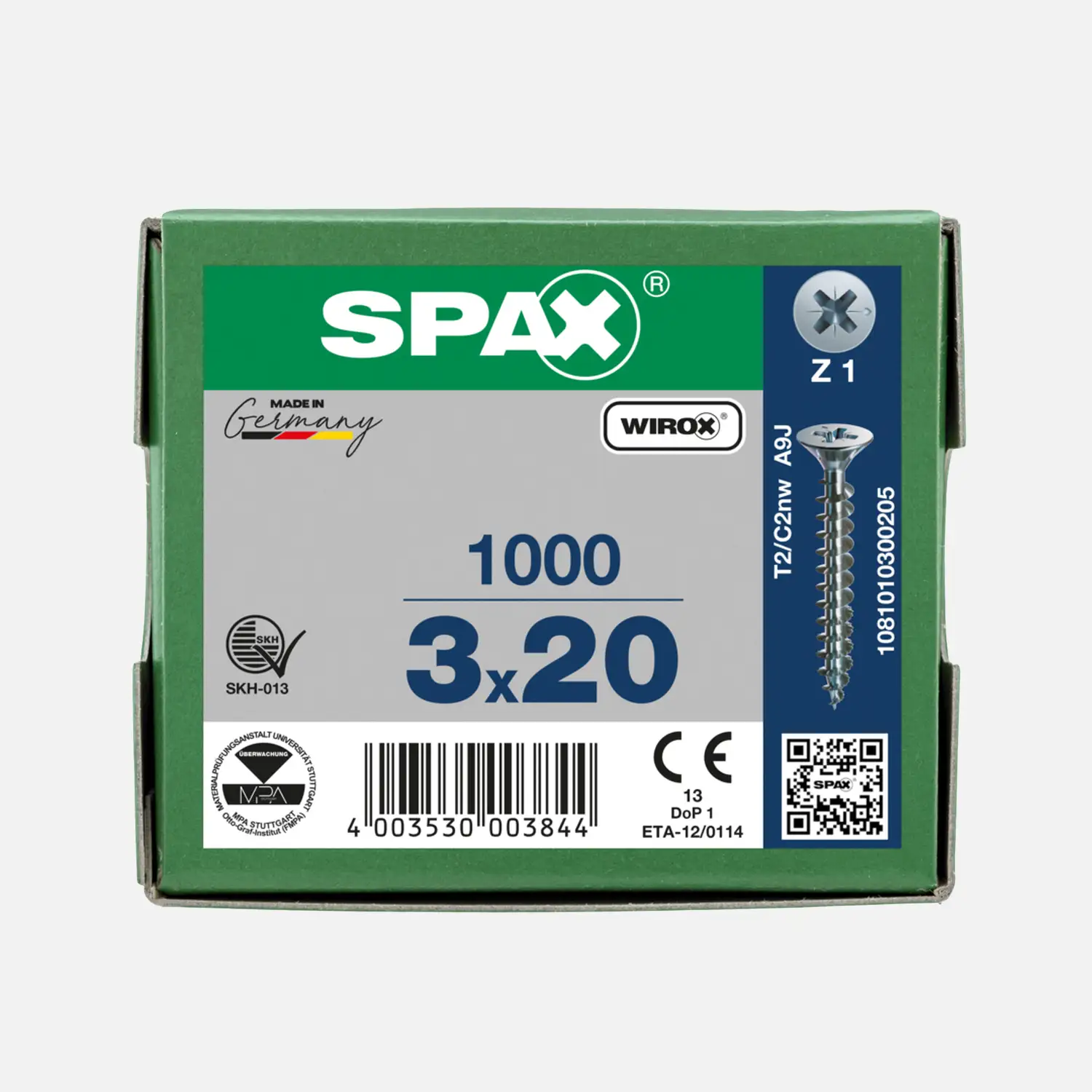 1000 SPAX Universalschrauben 3x20 mm - verzinkt - PZ - Senkkopf