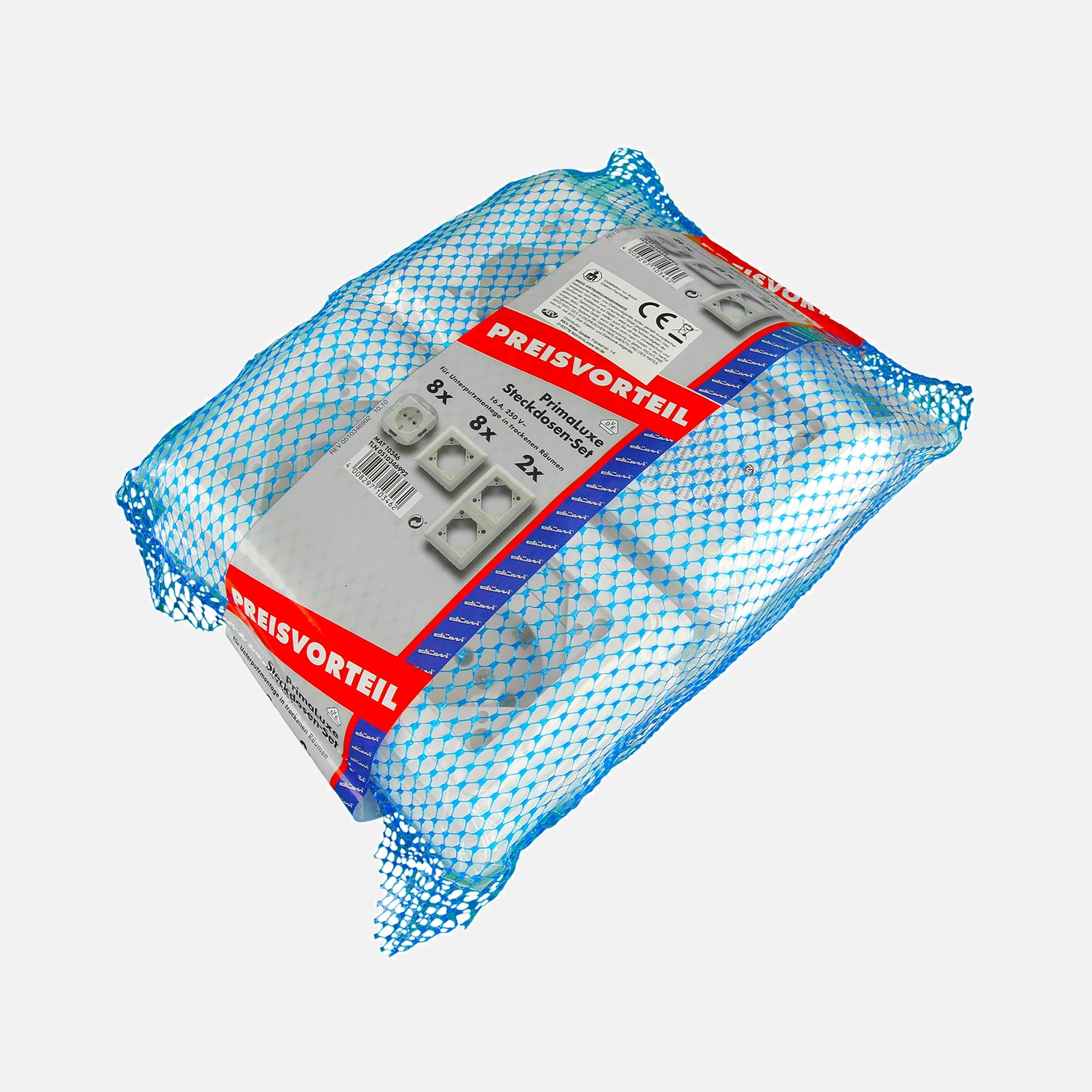 1 Sortiment Primaluxe 8x Steckdosen,weiß, mit verschiedenen Rahmen