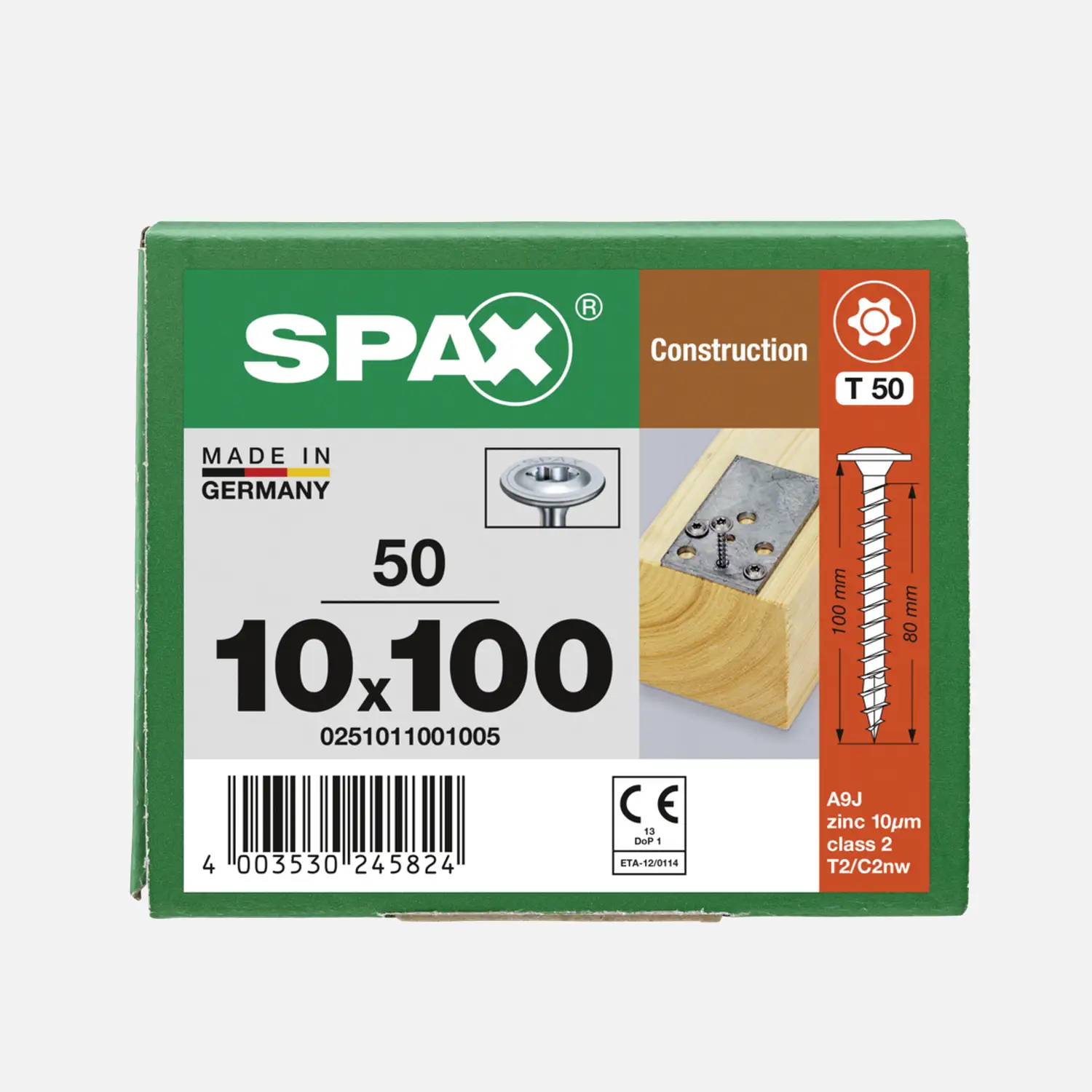 50 SPAX Holzbauschrauben 10x100mm - Tellerkopf - TX50 - WIROX