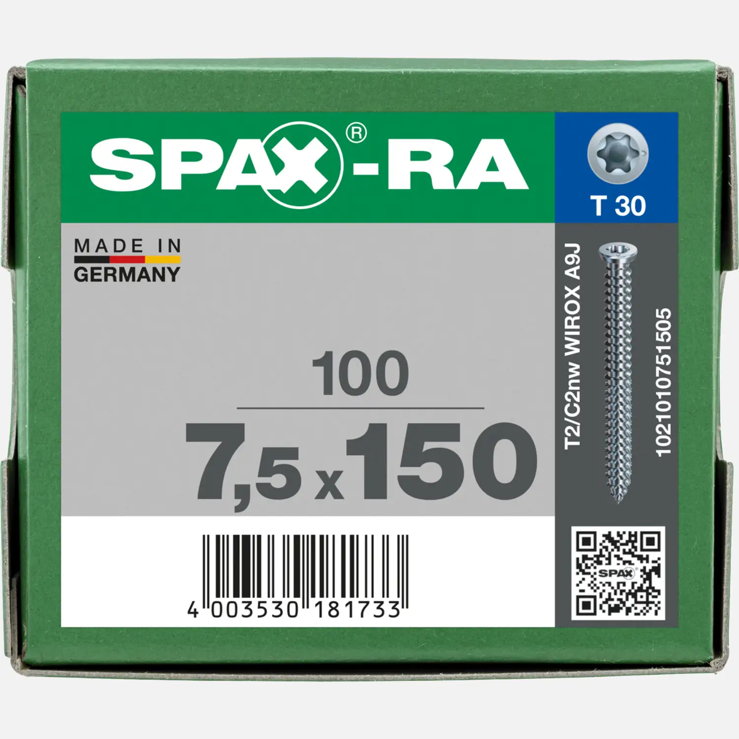 100 SPAX-RA Fensterrahmenschrauben 7,5x150 mm - verzinkt TX30 - Flachsenkkopf