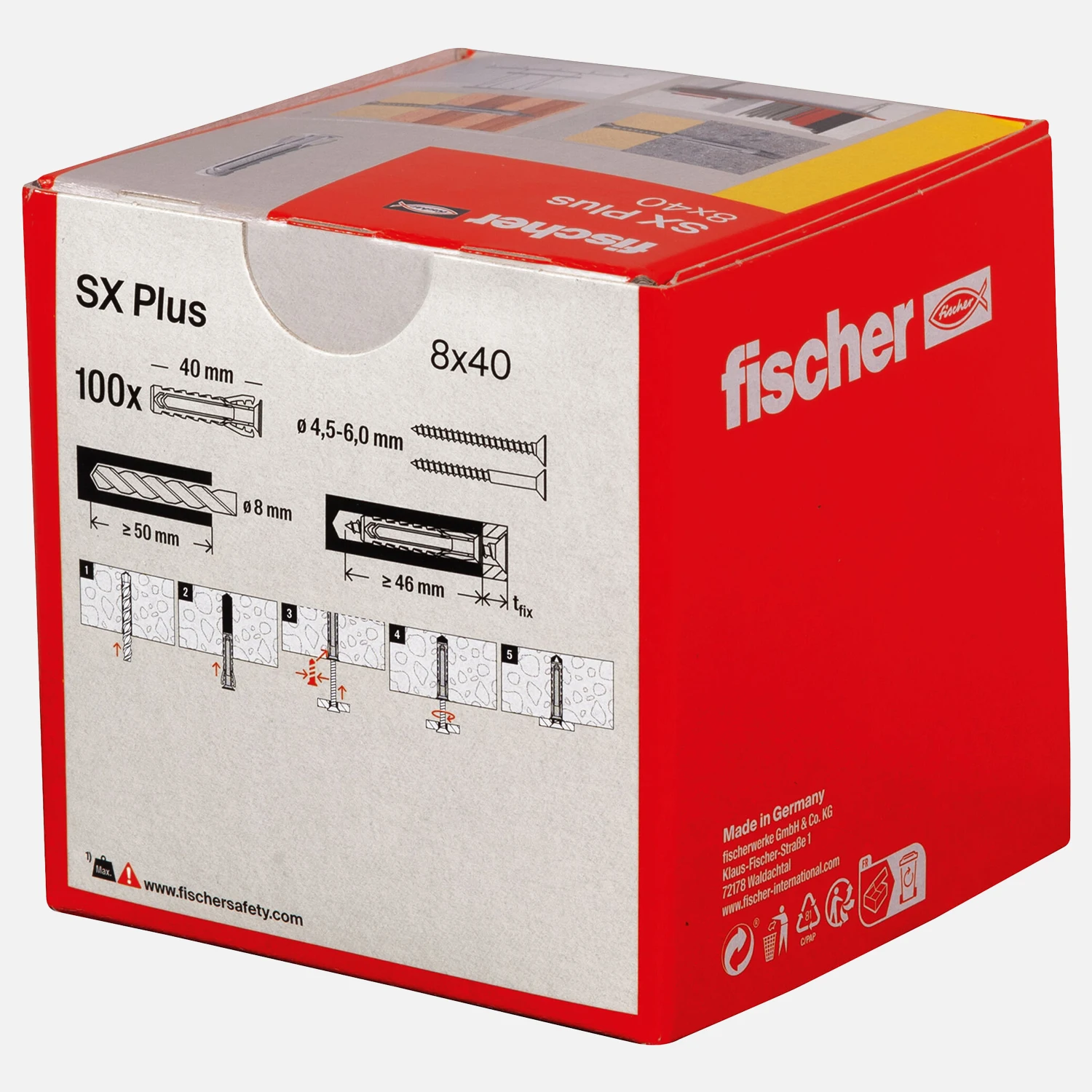 100 FISCHER Spreizdübel SX Plus - 8x40 mm - Nylon