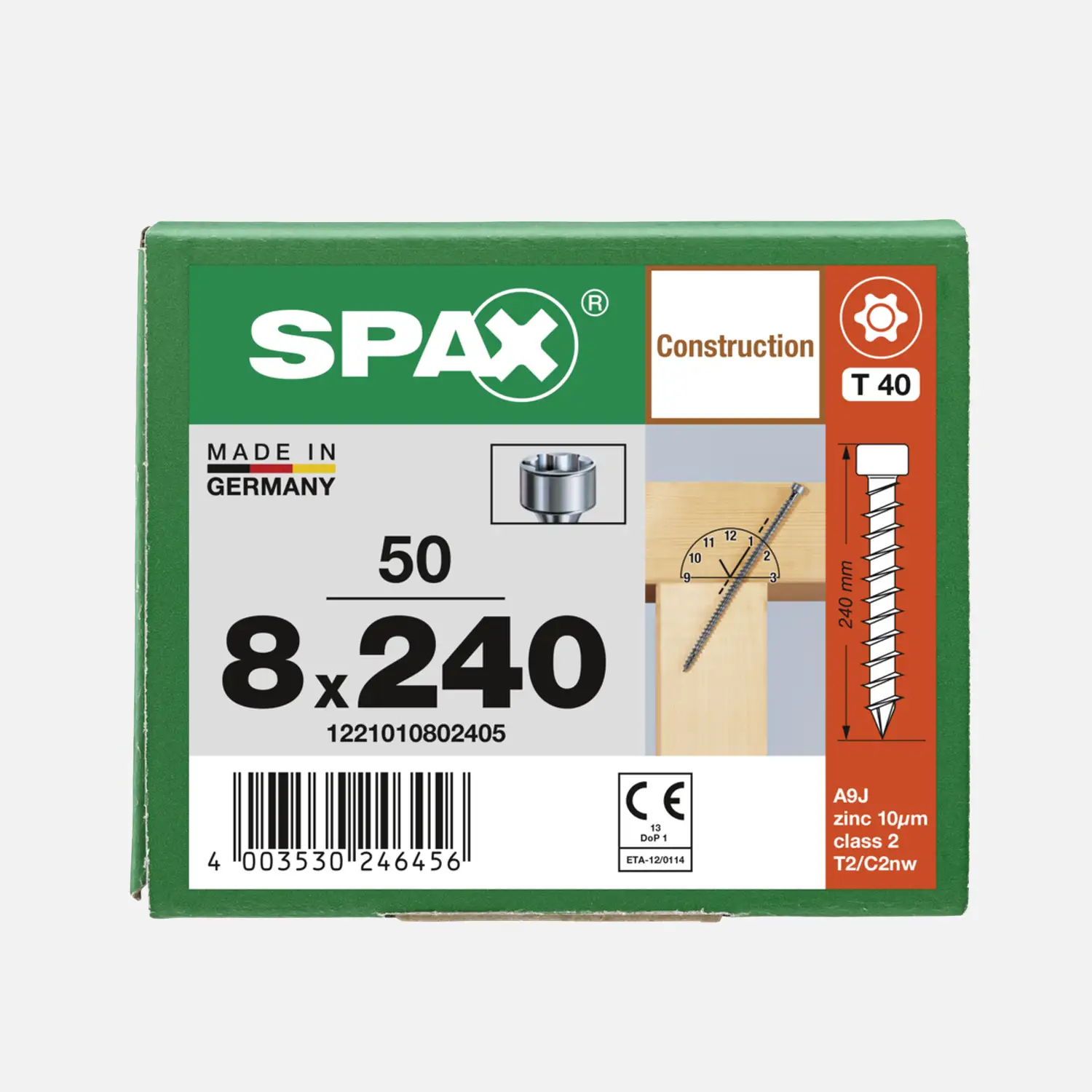 50 SPAX Holzbauschrauben Zylinderkopf Torx Wirox 8x240