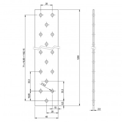 1 Lochplattenstreifen feuerverzinkt 40x1200x2 mm