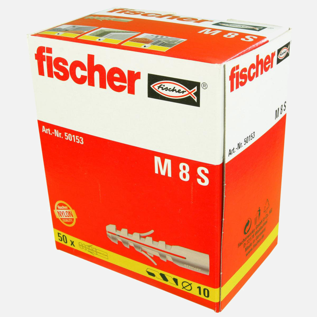 50 FISCHER Spreizdübel M-S 8x50 mm - Nylon - für M8 Schrauben