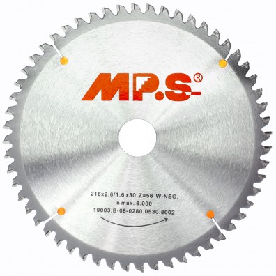 1 MPS HM bestücktes Handkreissägeblatt,negativ Zahn,56 Zähne, 216x2,6x30mm