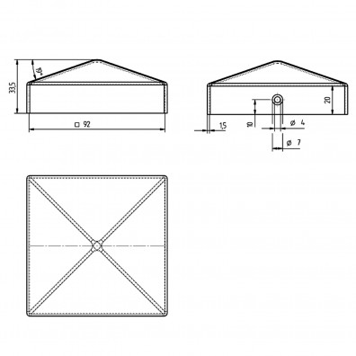 1 Alberts Pfostenkappe flach Stahl feuerverzinkt 91x91 mm