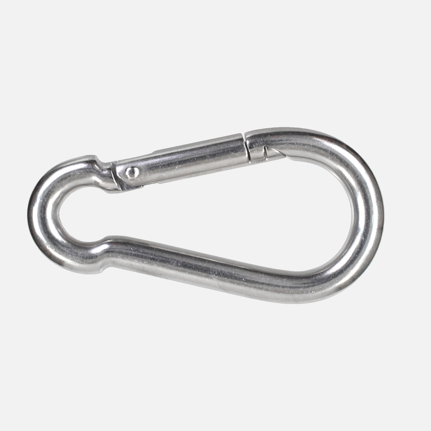 1 Karabinerhaken Edelstahl A4 birnenförmig 8x80mm