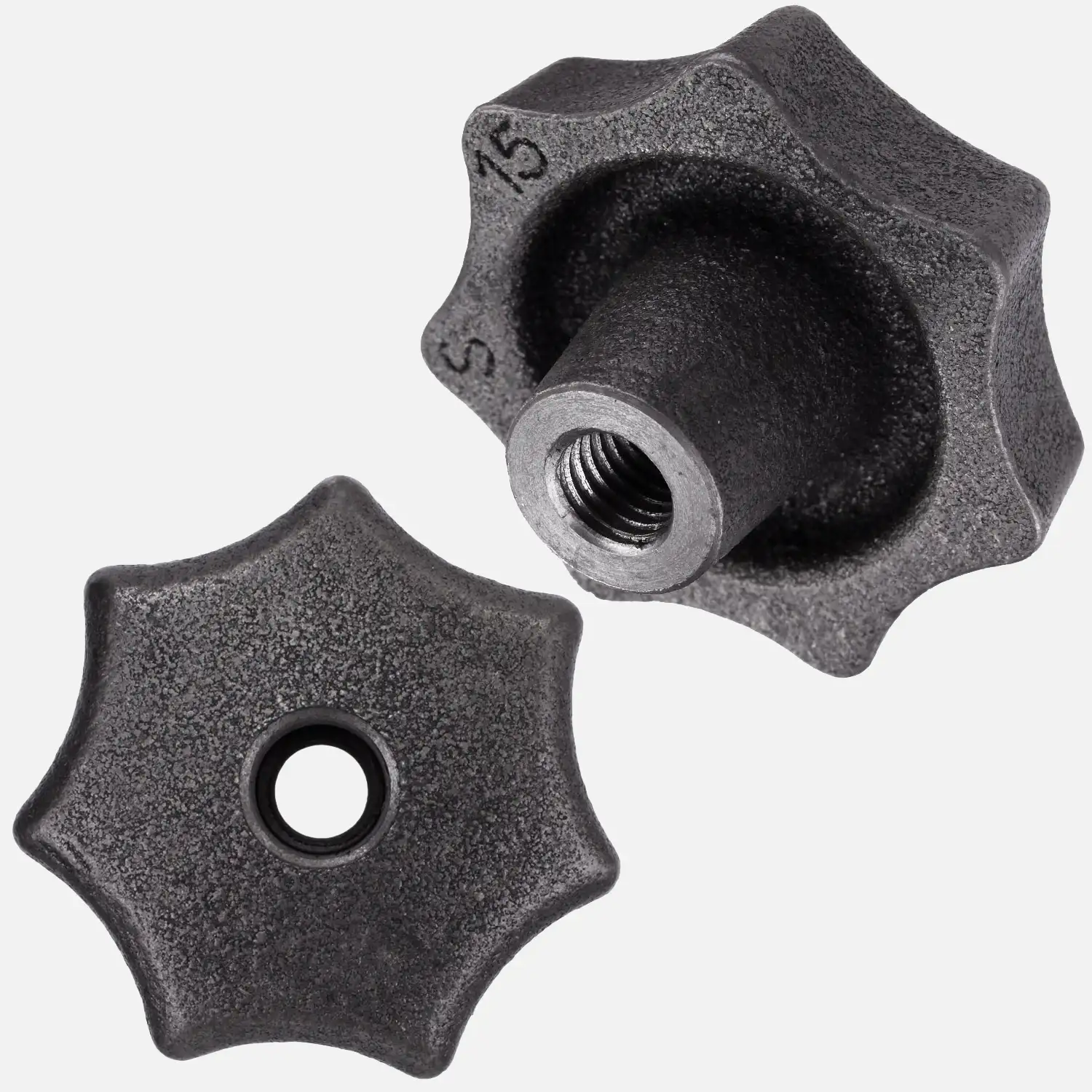 10 Sterngriffe Grauguß DIN 6336 mit Gewindedurchloch D63 M10