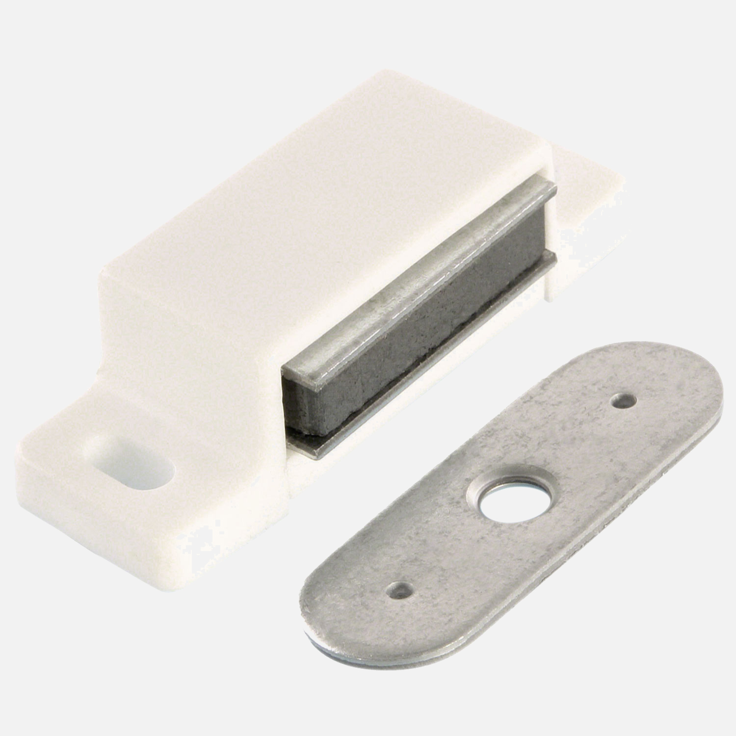 1 HSI Magnetschnäpper - mit fester Platte - weiß - Haftkraft 5kg