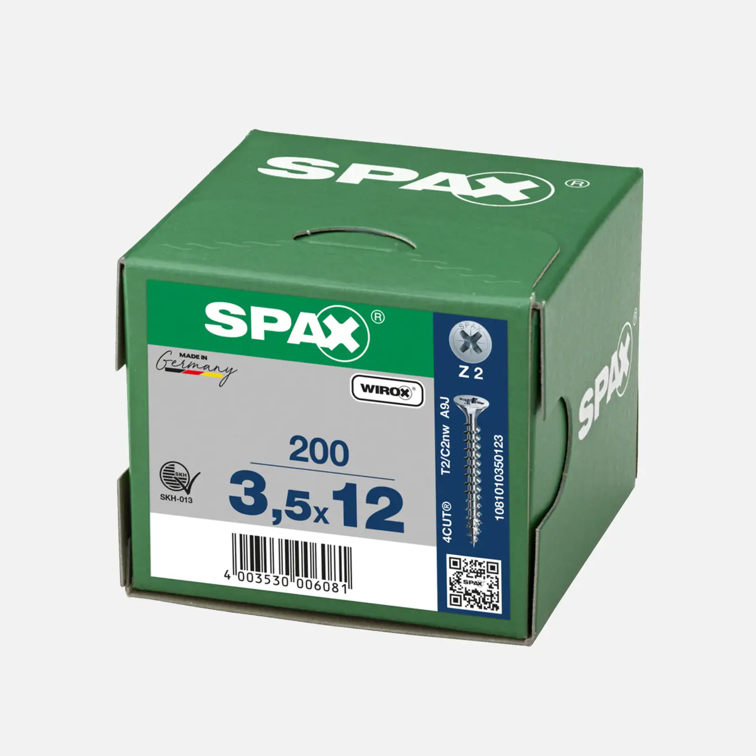 200 SPAX Universalschrauben 3,5x12 mm - verzinkt - PZ - Senkkopf