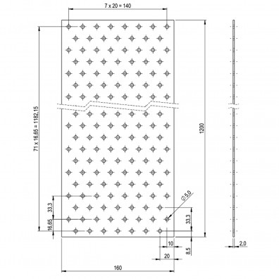 1 Lochplattenstreifen feuerverzinkt 160x1200x2 mm