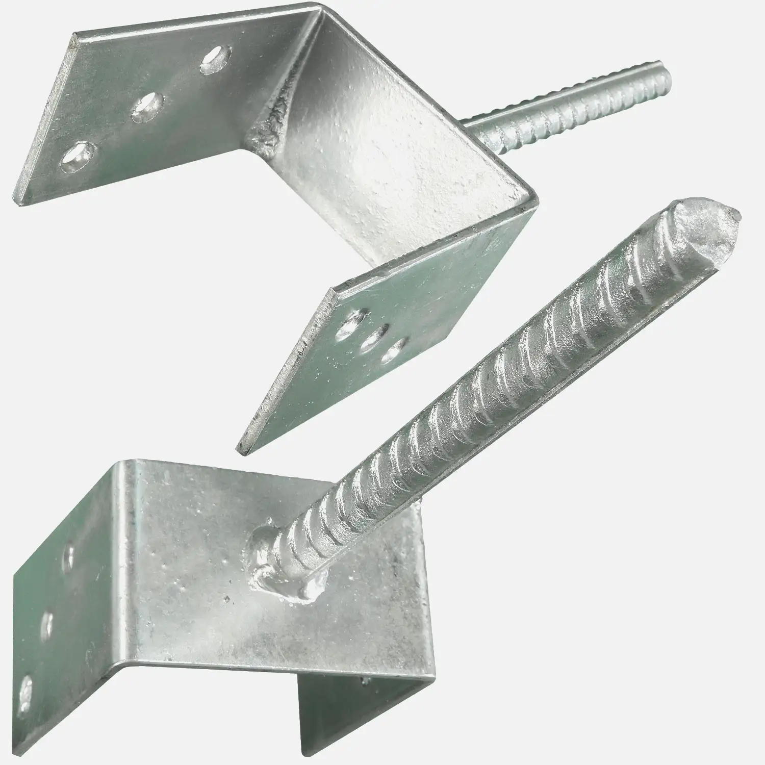 1 U-Pfostenträger mit Riffeldolle, feuerverzinkt, 4 mm Materialstärke, 90 mm / 200 mm