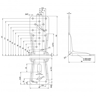 25 Winkelverbinder KR feuerverzinkt 135x65x4