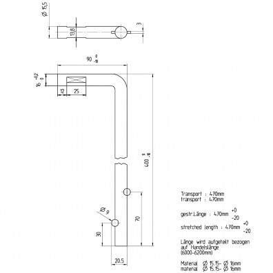 1 Alberts Bodenschieber 400x30 mm Ø = 16 mm - feuerverzinkt
