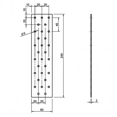 50 Standard Lochbleche feuerverzinkt 60x240x2 mm