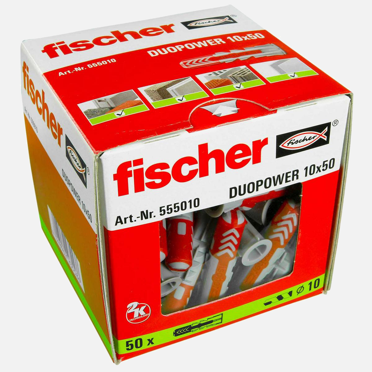 50 FISCHER DUOPOWER Nylon-Dübel - 10x50 mm