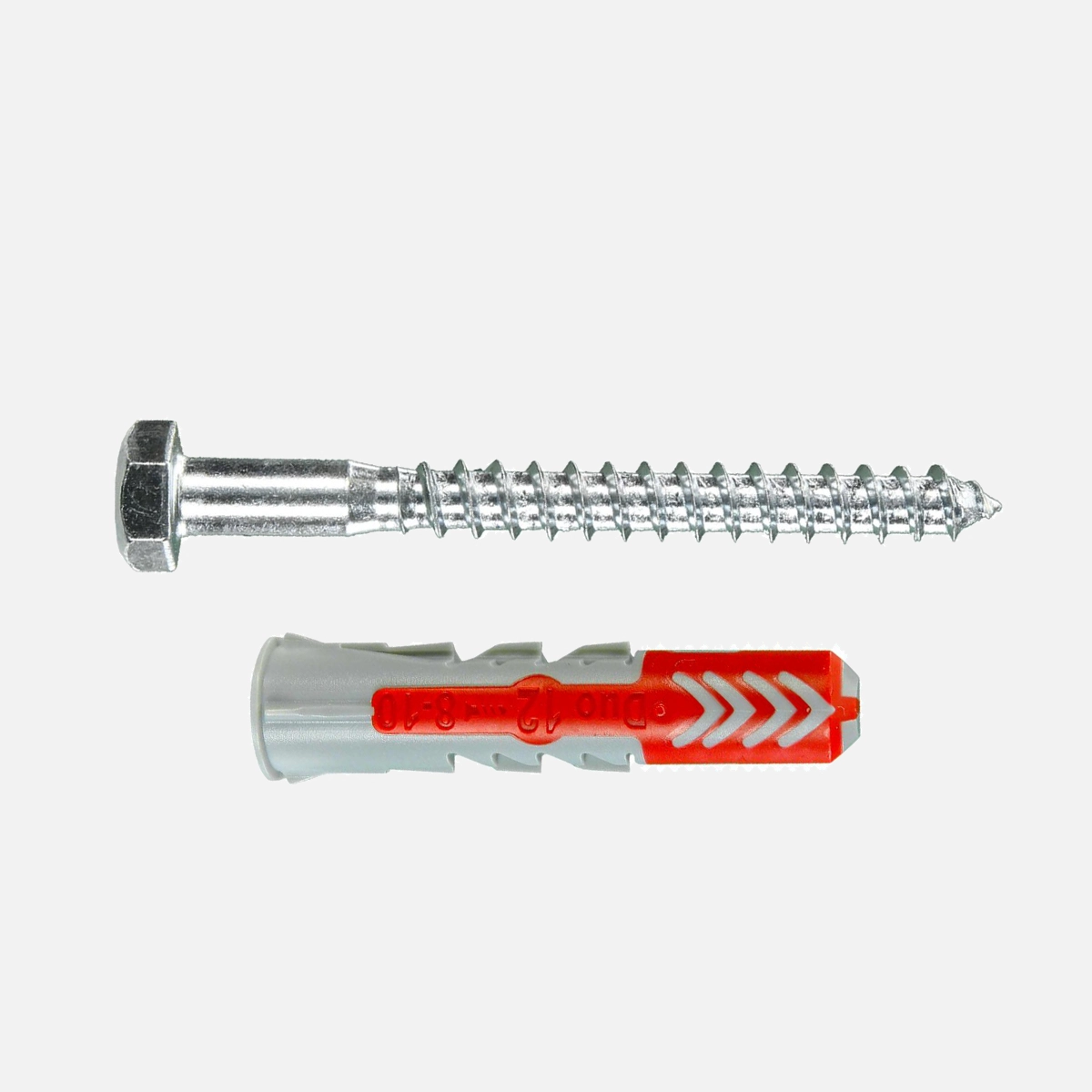 10 FISCHER DUOPOWER Nylon-Dübel - 12x60 mm - mit Sechskantschrauben