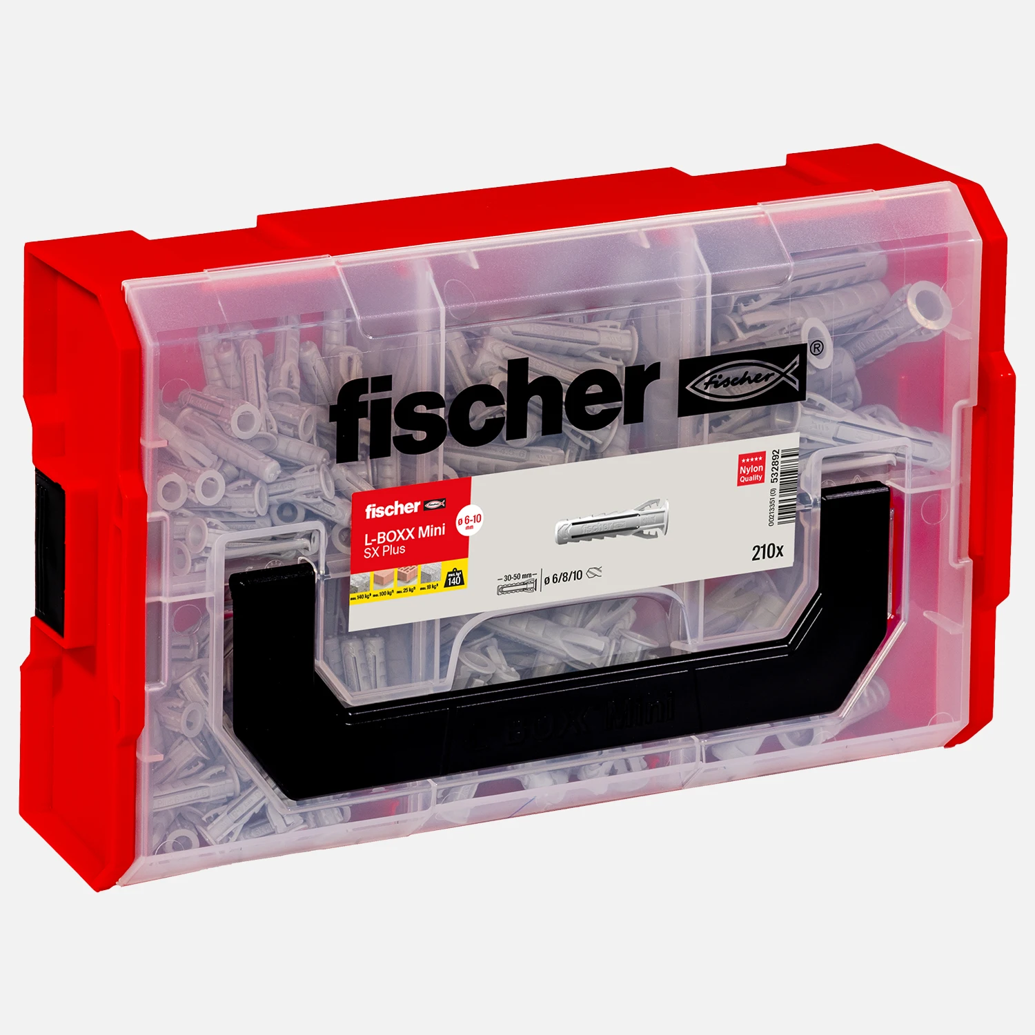 210 tlg. FISCHER L-BOXX mini SX Plus - Spreizdübel-Sortiment 6 / 8 / 10 mm