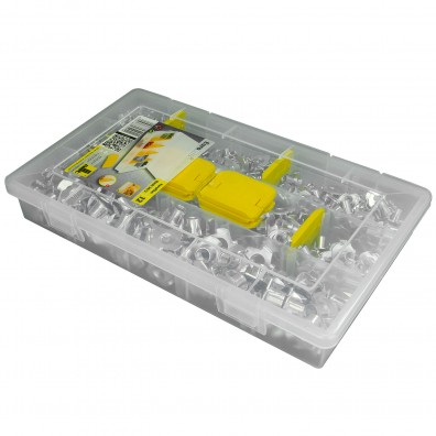 376 tlg Einschlagmuttern Sortiment, galv. blau verzinkt, M4-M10