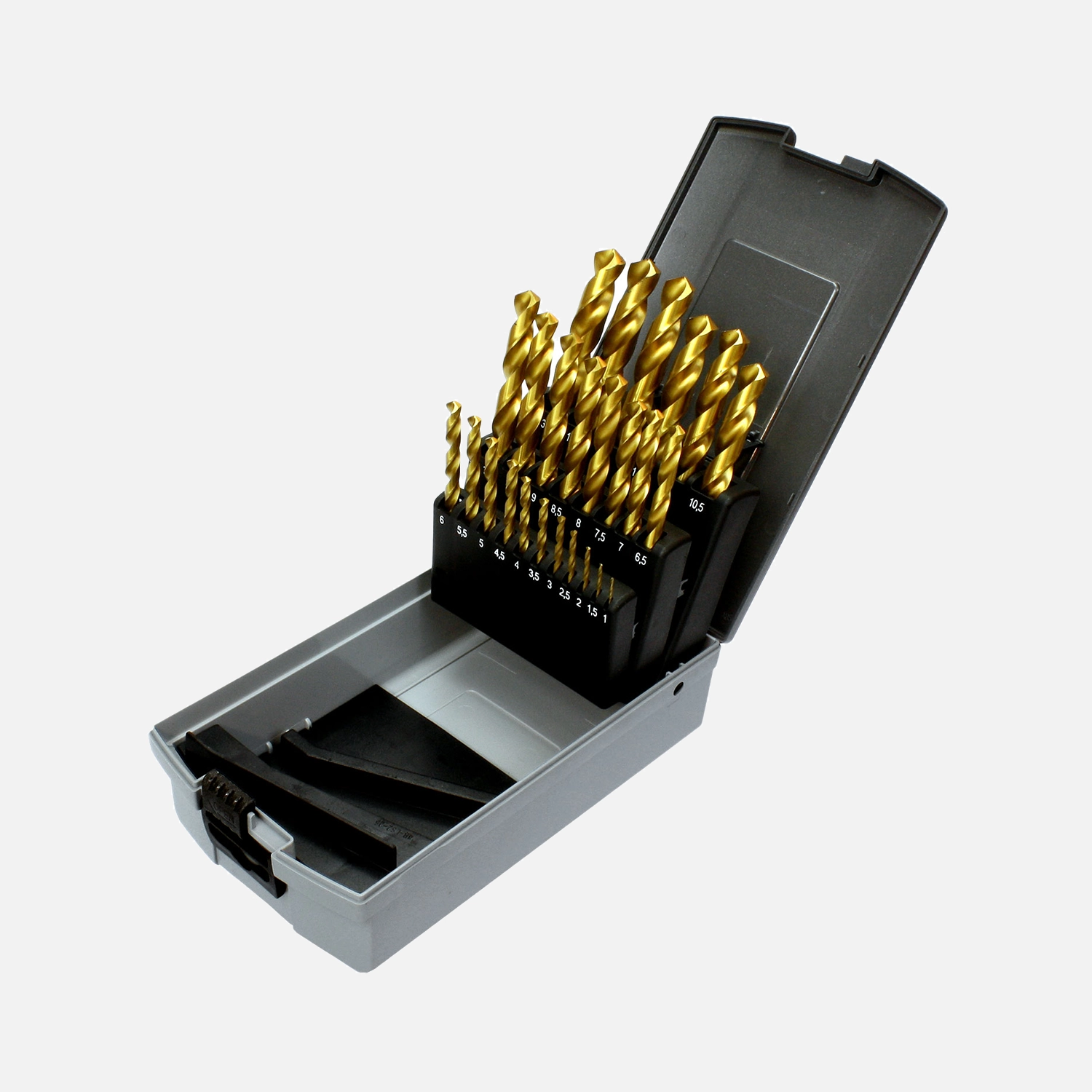 25 tlg Spiralbohrer Sortiment DIN 338 HSS-TIN-Bohrer in Roseplastik Box - 1-13 mm