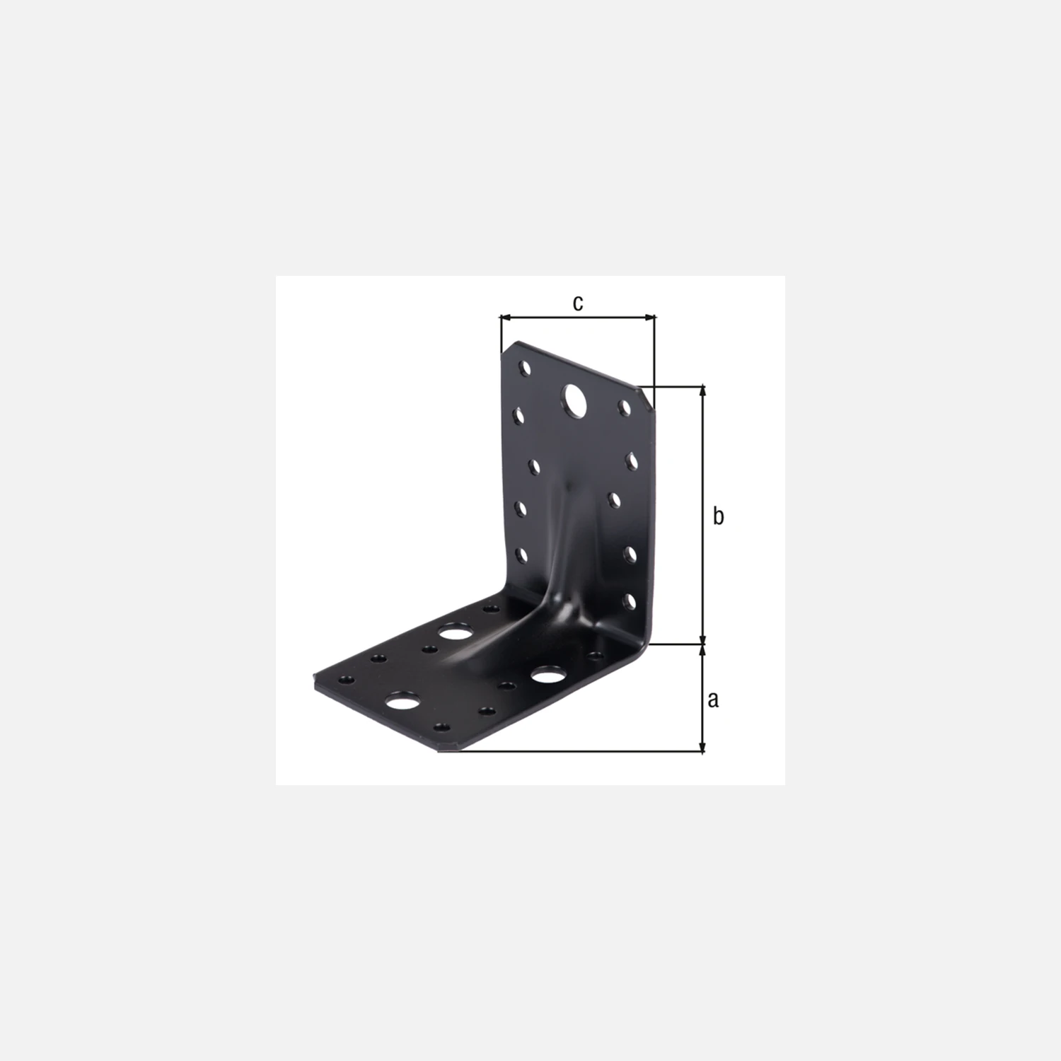 1 Alberts Schwerlast-Winkelverbinder mit Sicke - verzinkt - schwarz - kunststoffbeschichtet - 90 x 90 x 65 mm