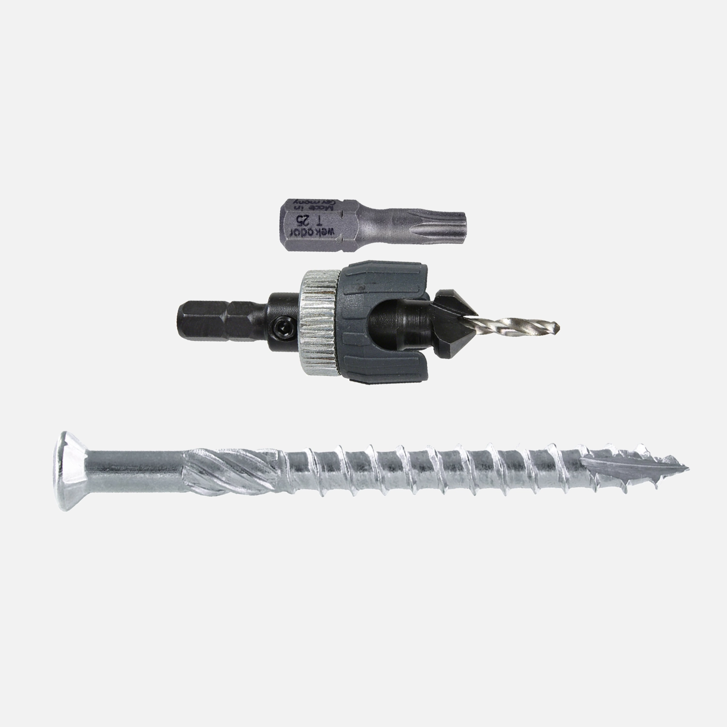 411 tlg. Terrassenschraubenset mit 5x60 mm Terrassenschrauben C1, Bohrsenker und Bits