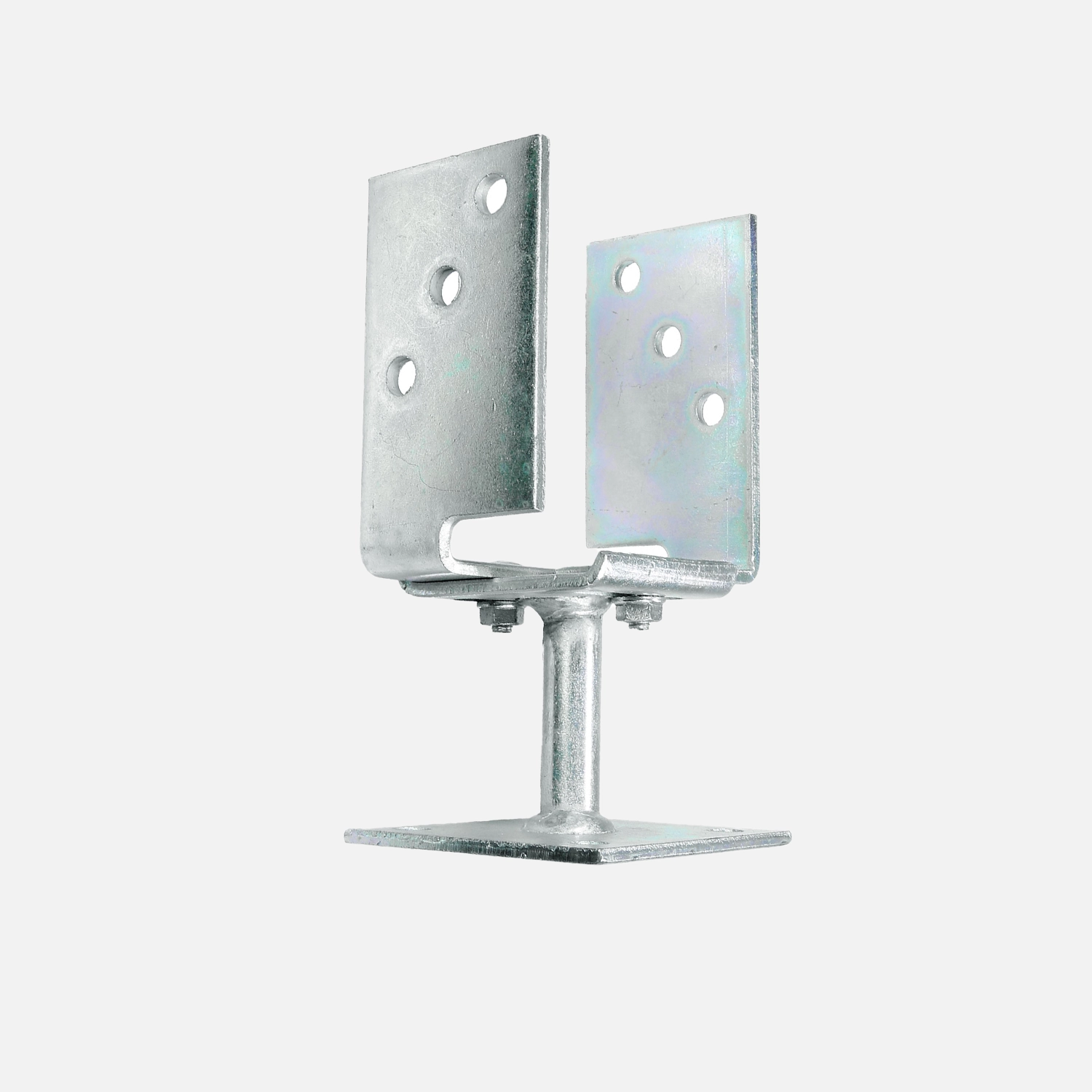 1 U-Pfostenträger, dickschichtpassiviert, aufdübelbar - seitenverstellbar 70 bis 130 mm