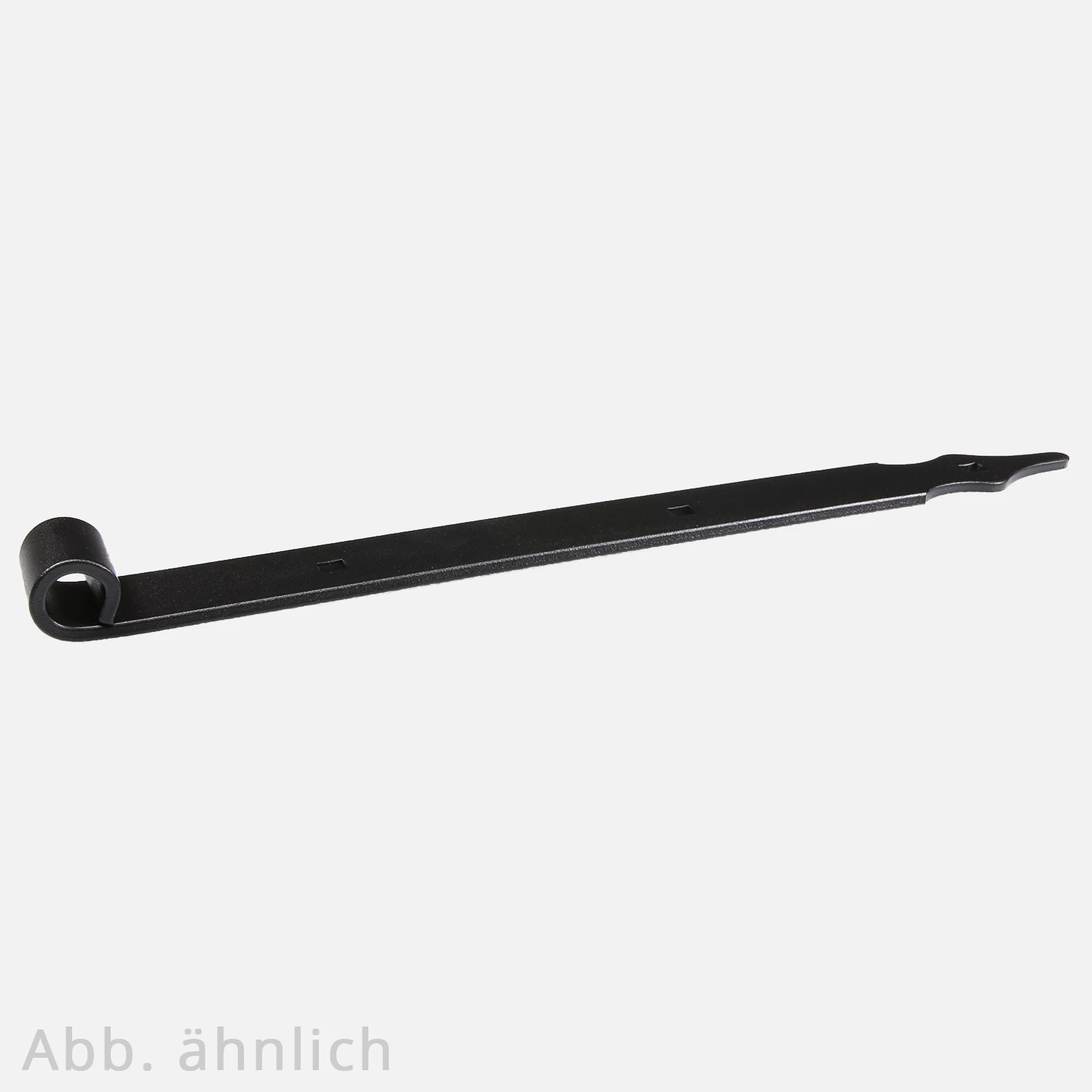 1 Ladenband/Scharnier ohne Biegung Rustica mit Spitze in schwarz für Kloben mit 16mm Durchmesser 800x40x5 mm