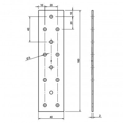 20 Standard Lochbleche feuerverzinkt 40x160x2 mm