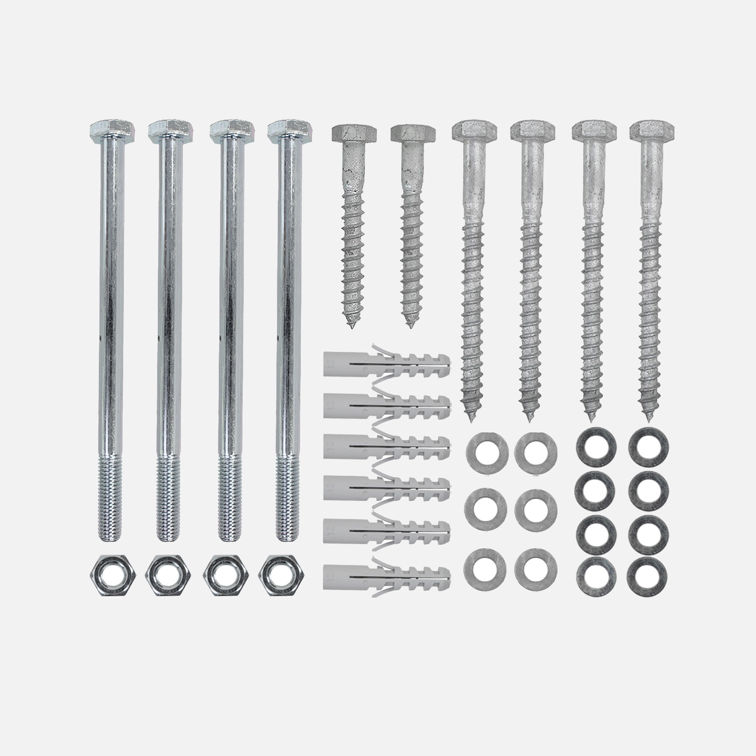 1 Befestigungsset für 2 U-Pfostenträger für Randsteine - 6 Bohrungen - verzinkt
