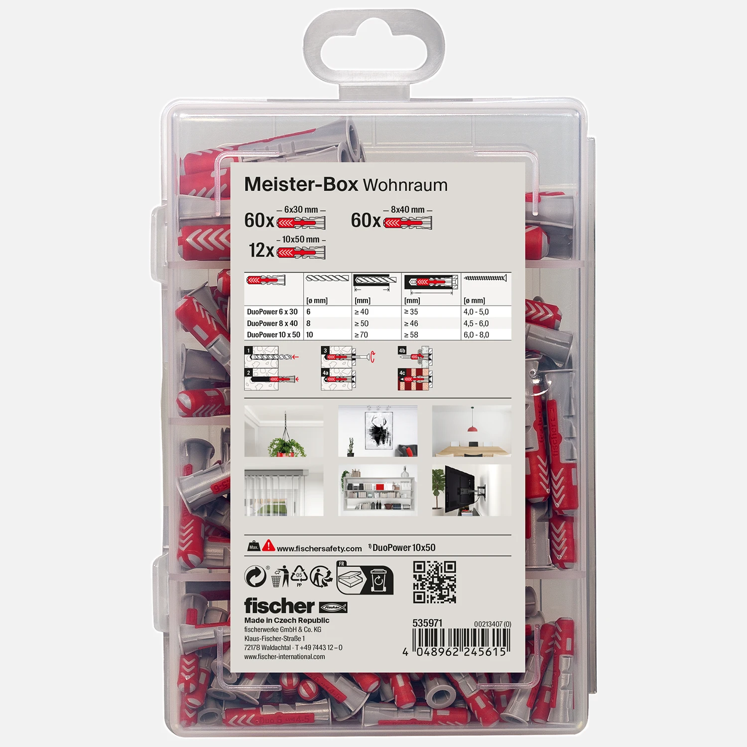 132 tlg. FISCHER Meister-Box Wohnraum - Nylon-Dübel-Sortiment 6 / 8 / 10 mm