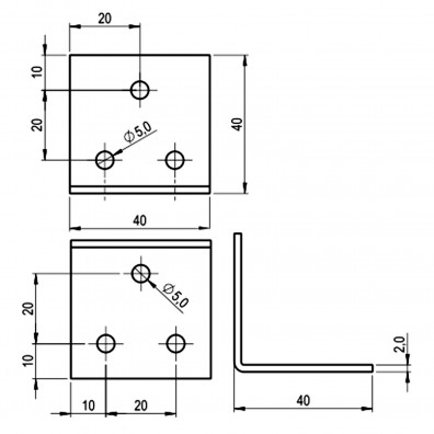 200 Lochplattenwinkel, Winkelverbinder, sendzimirverzinkt 40x40x40x2mm ETA
