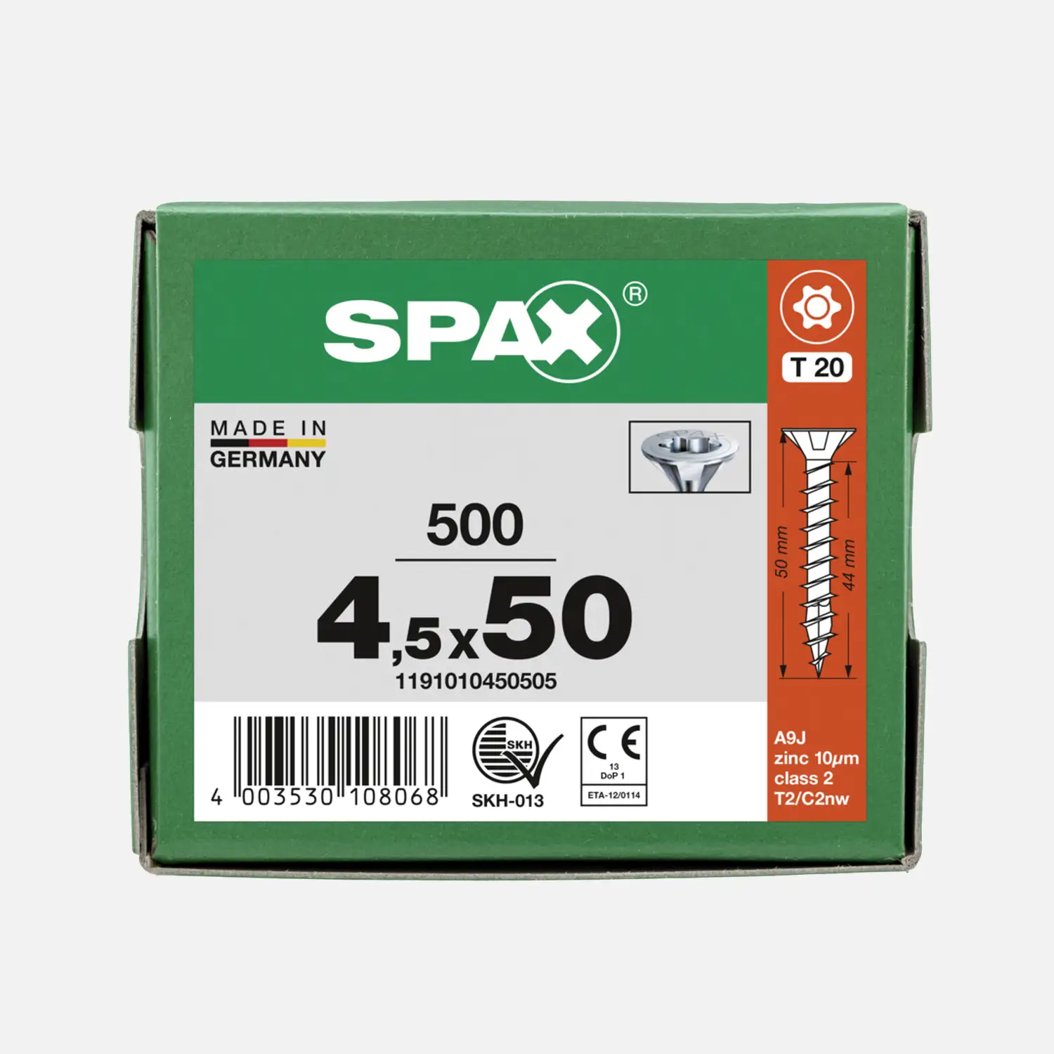 500 SPAX Spanplattenschrauben Senkkopf Torx galv verzinkt 4,5x50
