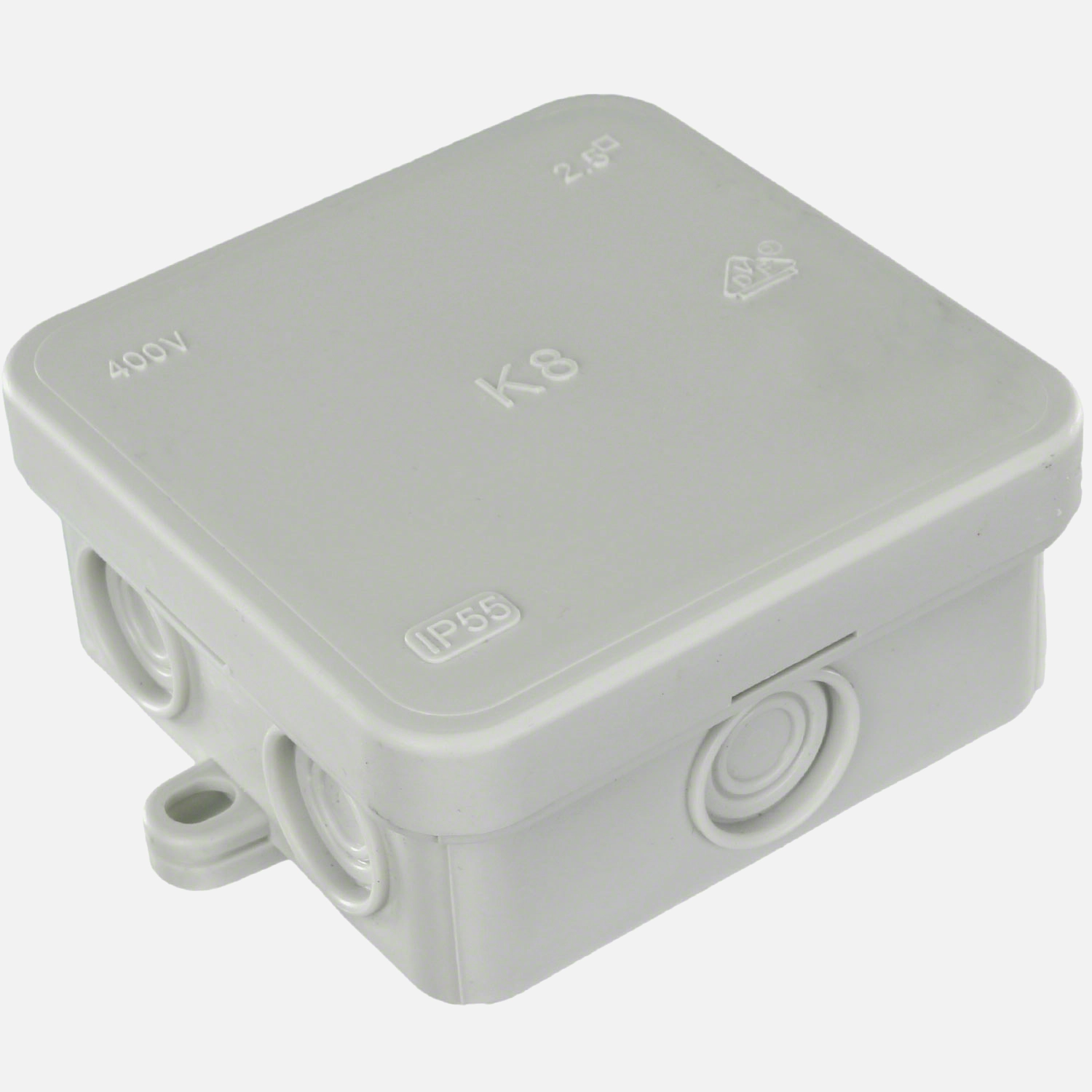 10 VDE-Aufputz Abzweigdosen, Verteilerdosen, PE, Feuchtraum, IP55, 75x75 mm