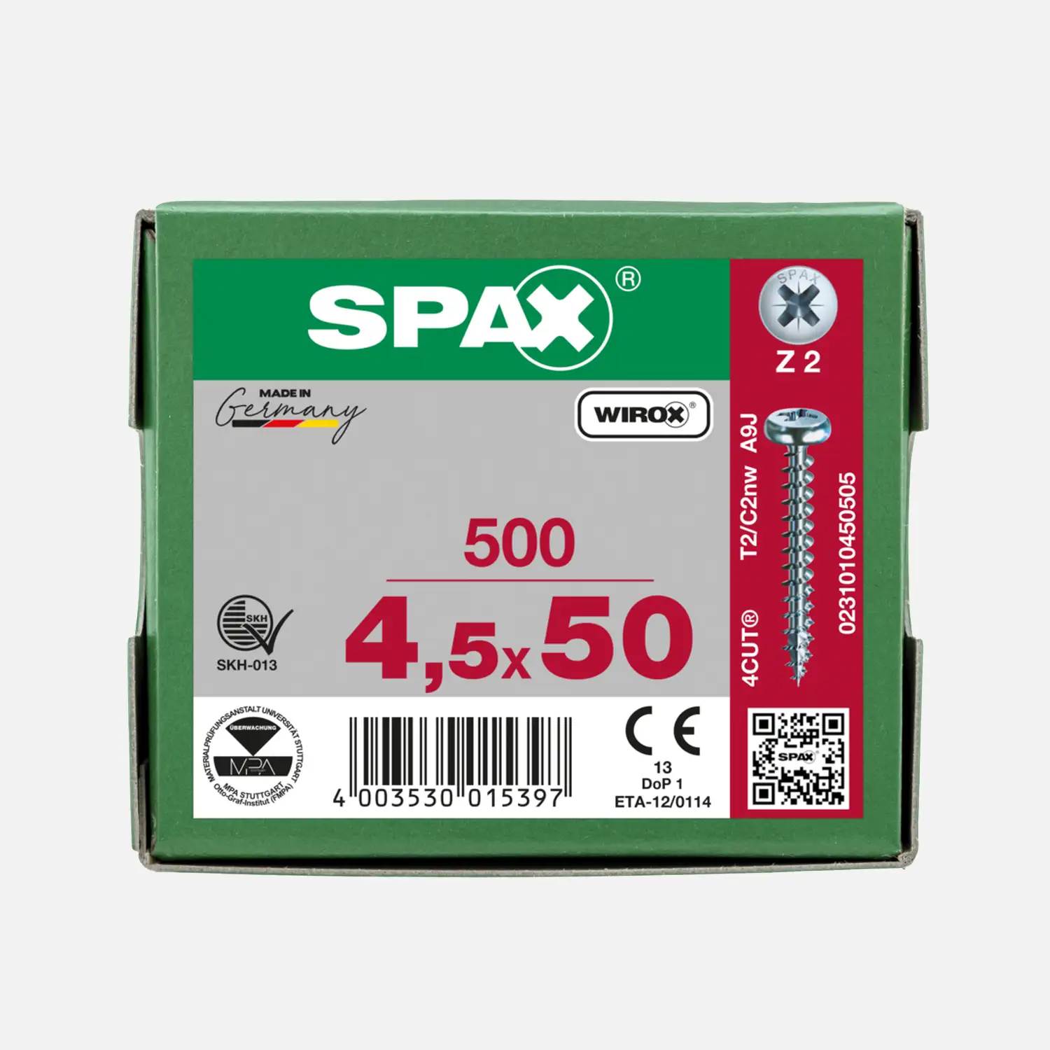 500 SPAX Universalschrauben 4,5x50 mm - verzinkt - PZ - Halbrundkopf