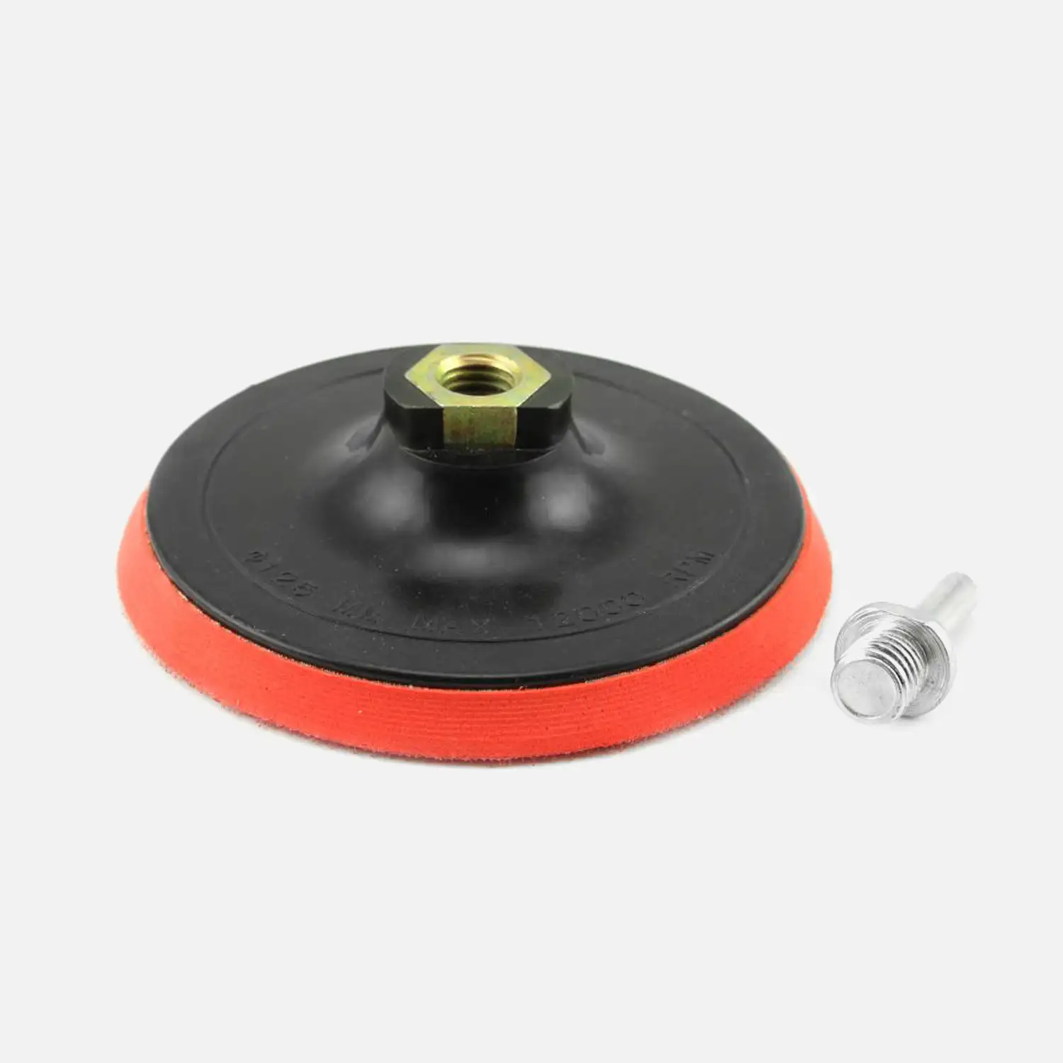 1 Schleifteller, Klett, mit Spanndorn, für Flex und Bohrmaschine, 125 mm