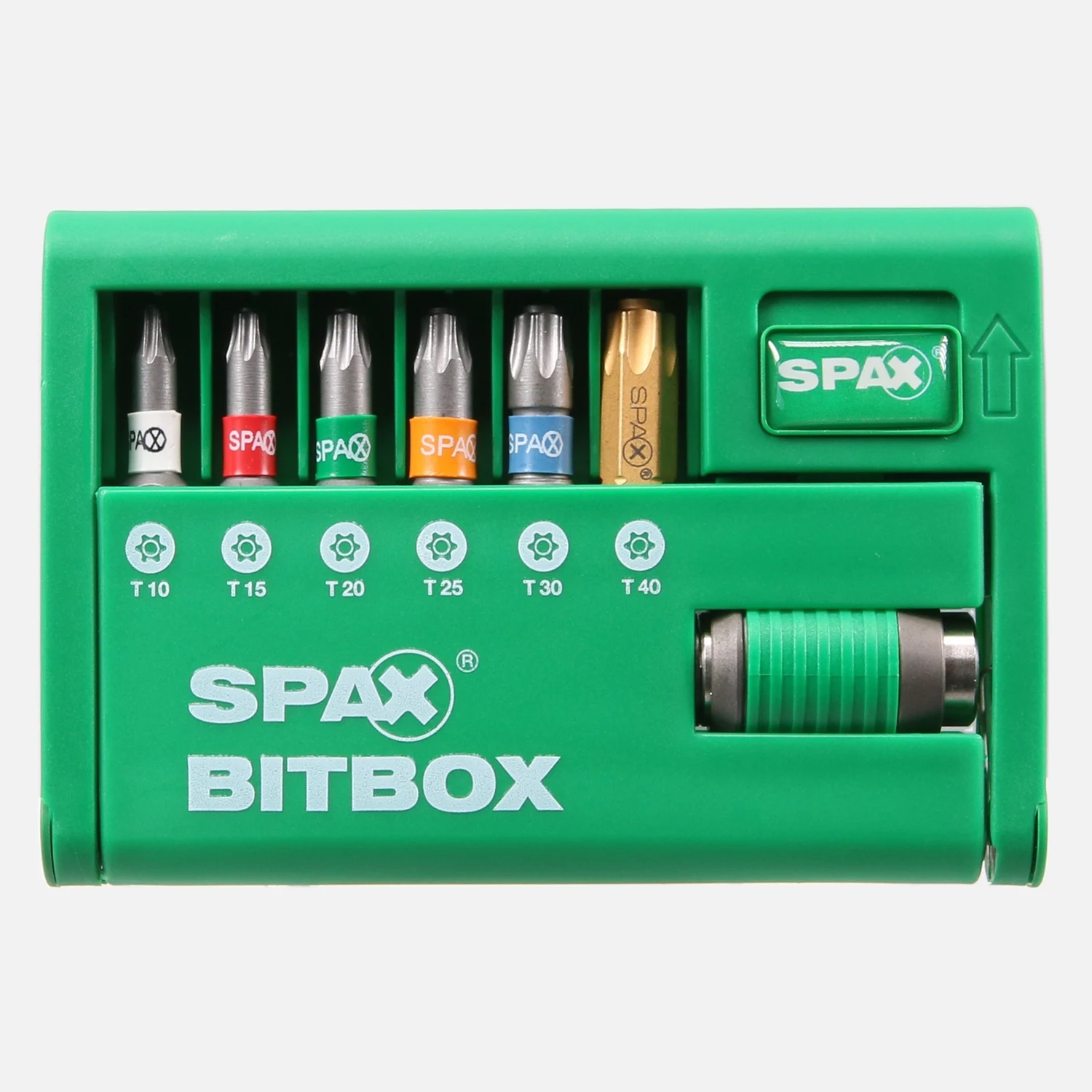 7 tlg. SPAX BITbox T-STAR PLUS – 6 TX® Bits T10–T40 25 mm + 1 Bit-Halter