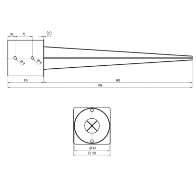 1 Alberts Einschlagbodenhülse feuerverzinkt für Ø 140mm runde Pfosten Tiefe 750mm