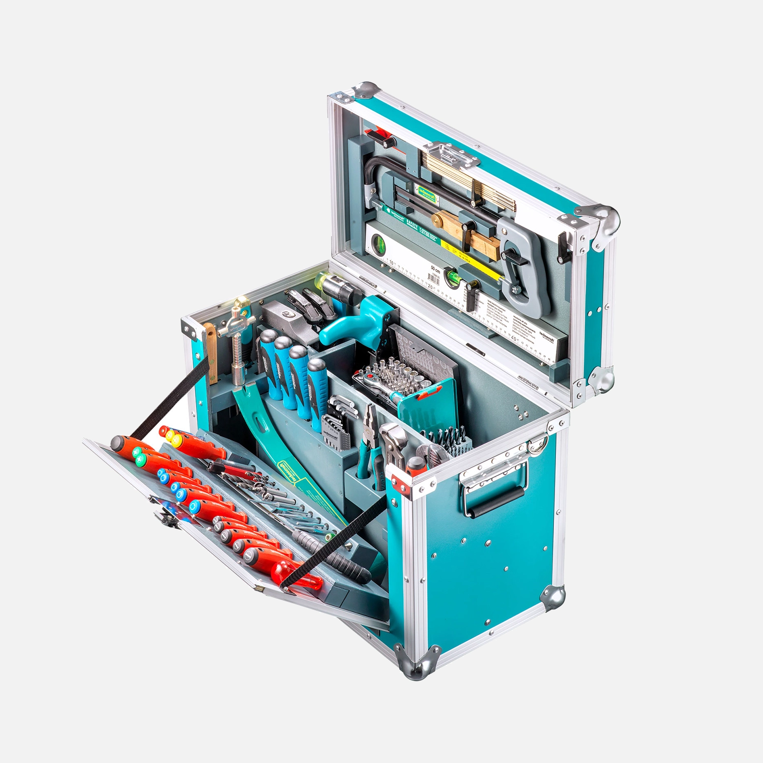 1 Werkzeugkiste Leichtbau, 179 tlg. Stabile Arbeitsbox, für feine Holzarbeiten
