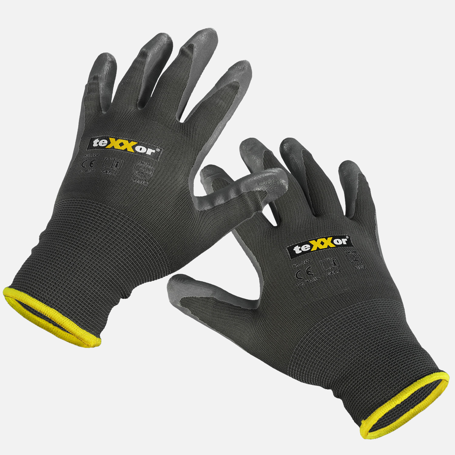 4 Paar Nylon - Schutzhandschuhe, vielseitig, grau, Gr. 08