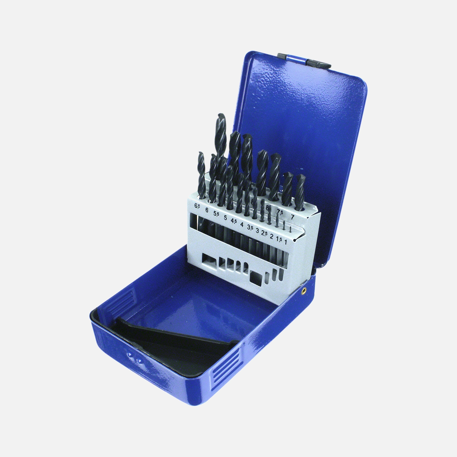 19 tlg Sortiment DIN 338 Spiralbohrer HSS-R Rollgewalzt in Metallkassette 1 mm - 10 mm