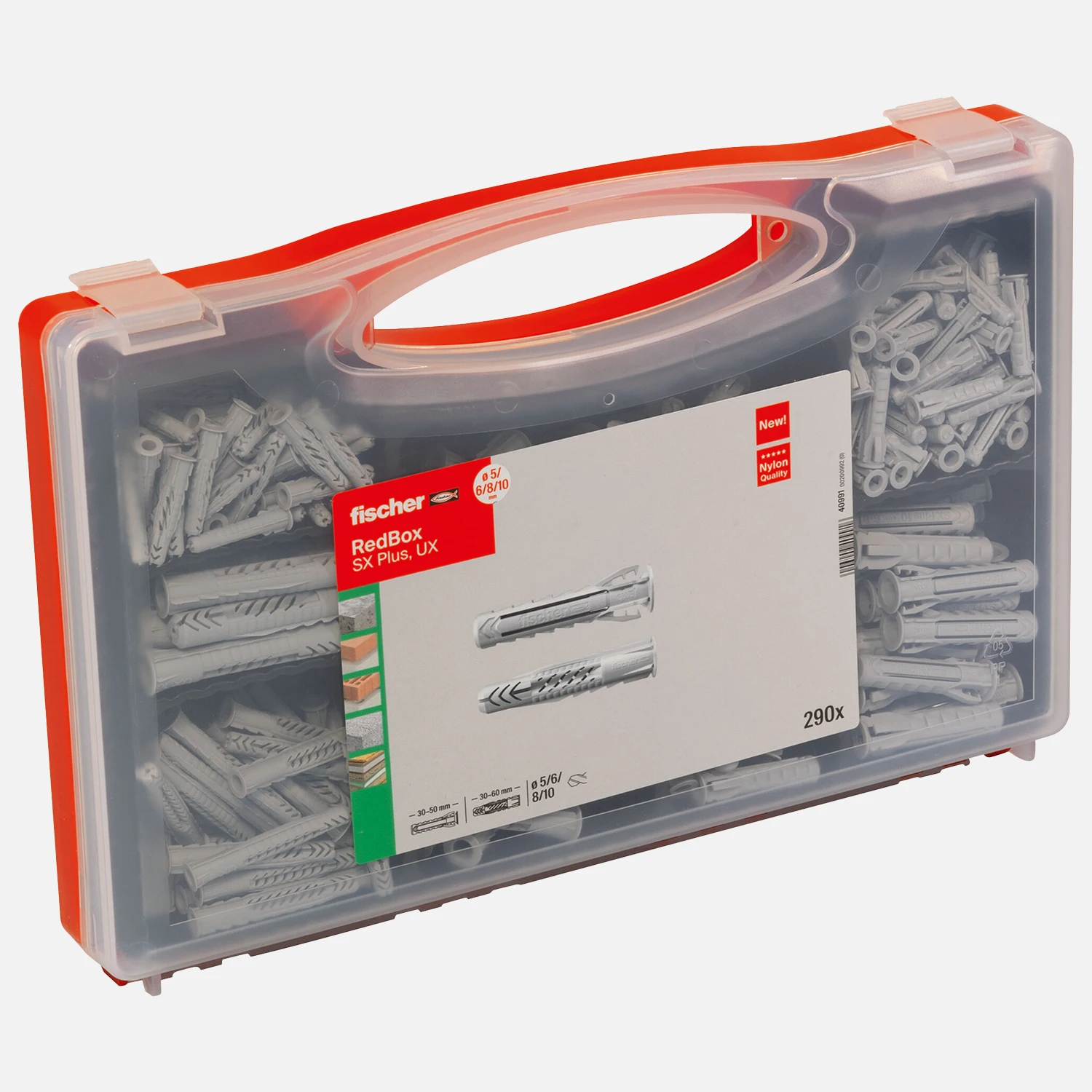 290 tlg. FISCHER Red-Box SX Plus, UX Universaldübel und SX Spreizdübel 5 - 10 mm